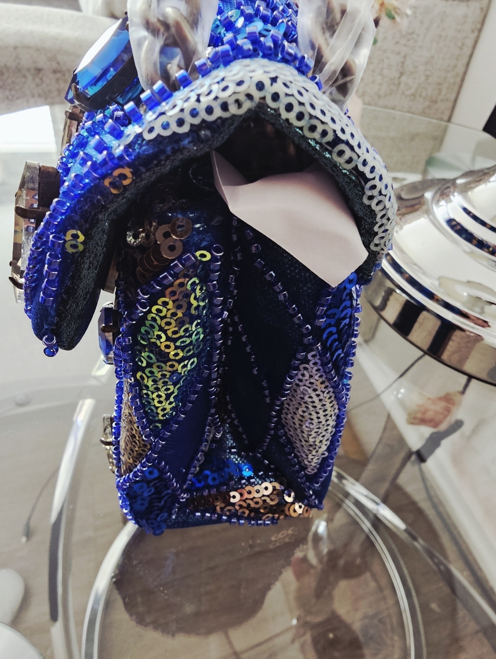 Kurt Geiger Kesington Medium Blue Sequin - Picture 6 of 10